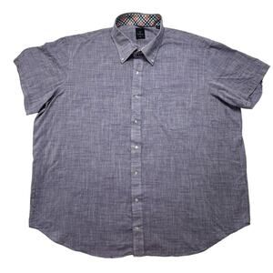 TAILORBYRD Purple Woven Cotton Solid Button Up Shirt 3XL Mens Short Sleeve
